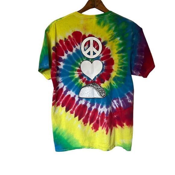 Dynamite Bandanas Wildwood Peace Love Tacos Tie Dye Tee - Picture 5 of 5